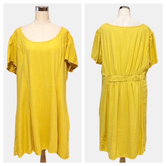 ➕ Old Navy Yellow Short Sleeve Shift Dress Sz XXL - Picture 1 of 8